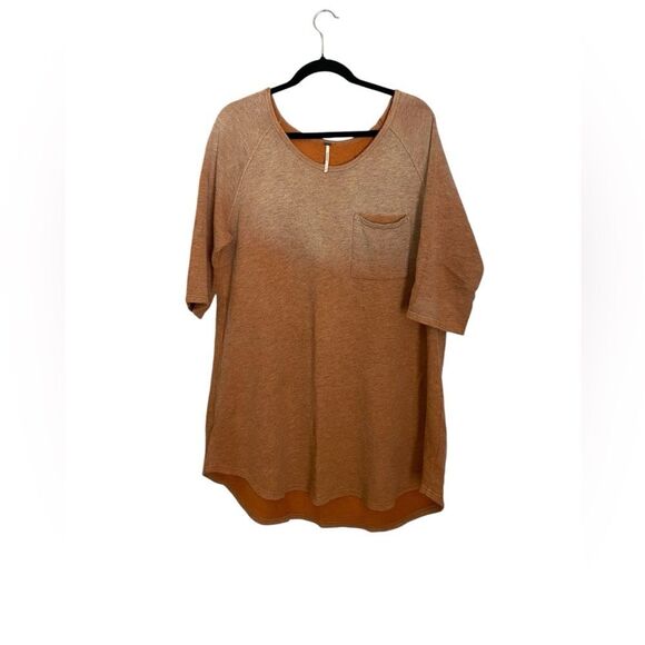 Free People Ombré Tunic Terry Sweatshirt Front Pocket Distressing size S - Picture 1 of 8